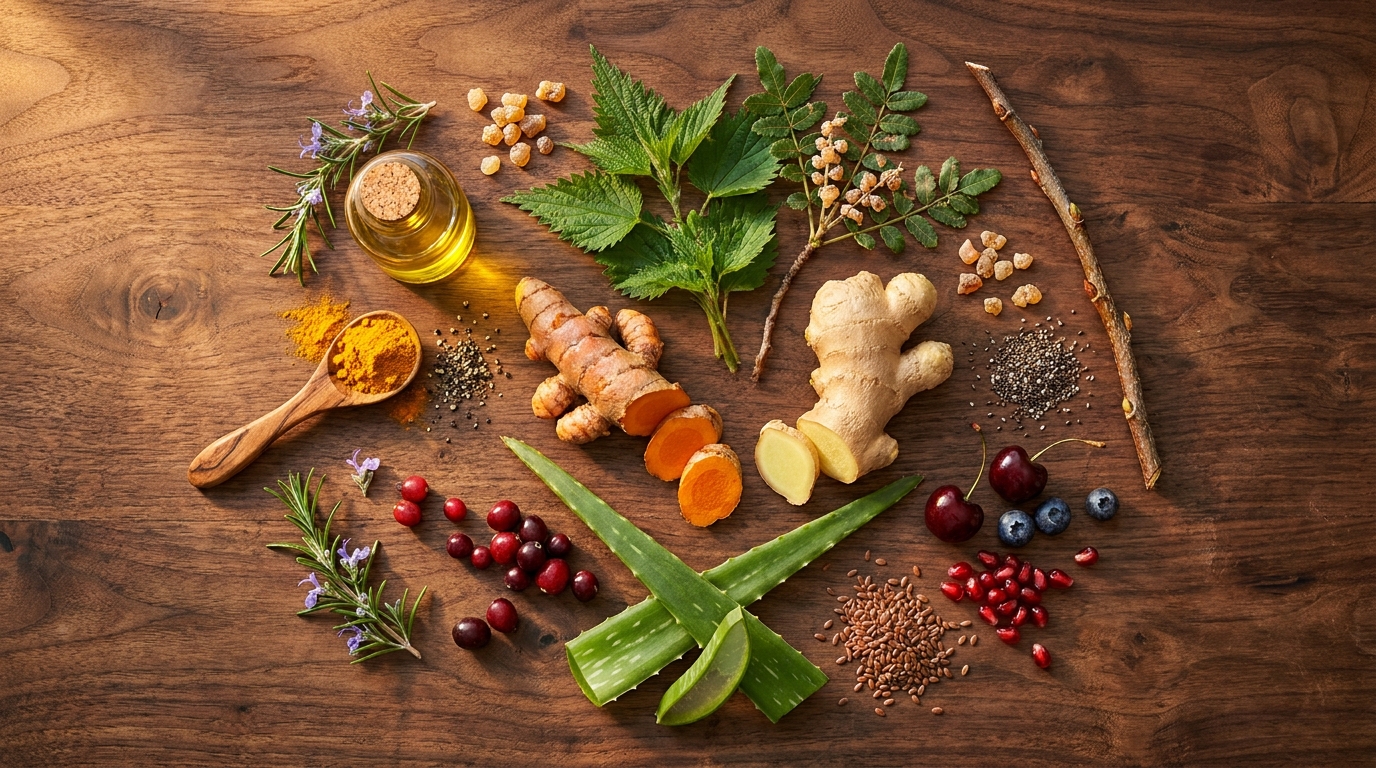 Plantas ancestrales antiinflamatorias para articulaciones: cúrcuma, jengibre, ortiga, boswellia y otros remedios naturales