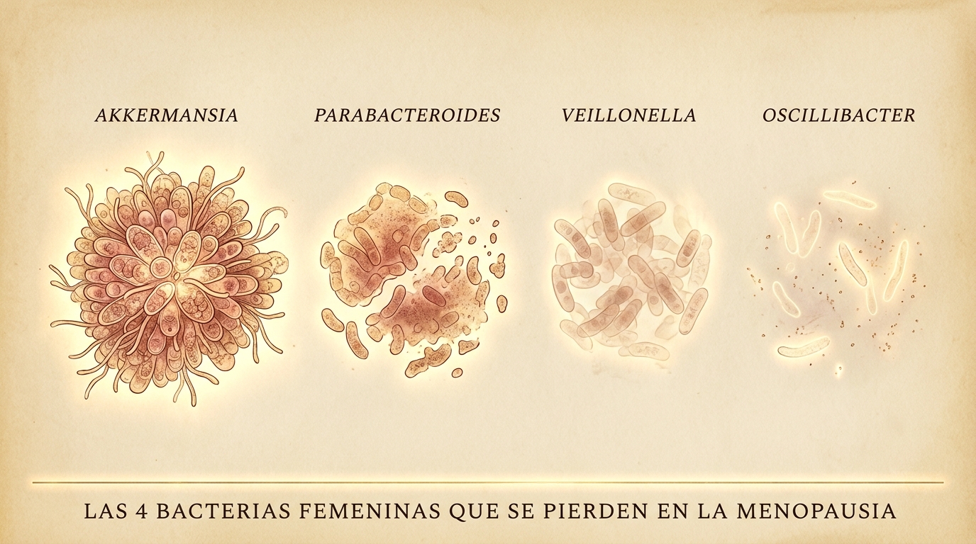 Las cuatro bacterias femeninas que se pierden con la menopausia: Akkermansia, Parabacteroides, Veillonella y Oscillibacter