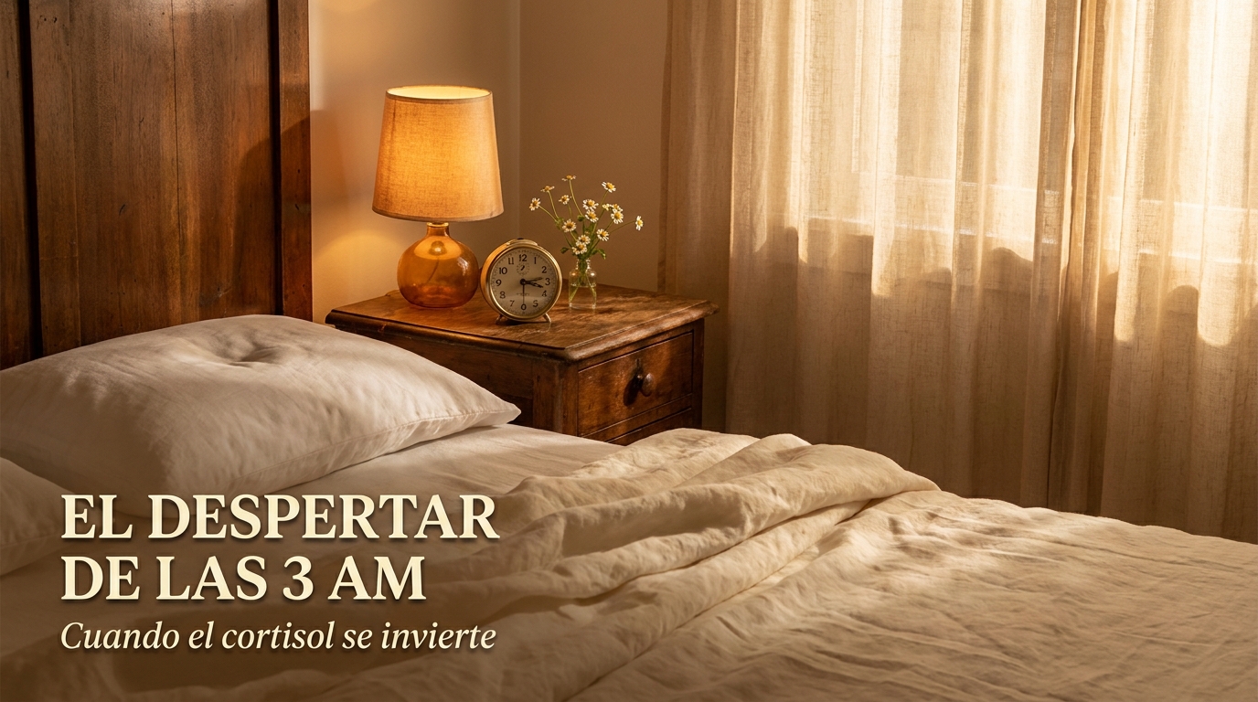 Dormitorio al amanecer con reloj marcando las 3:17 AM