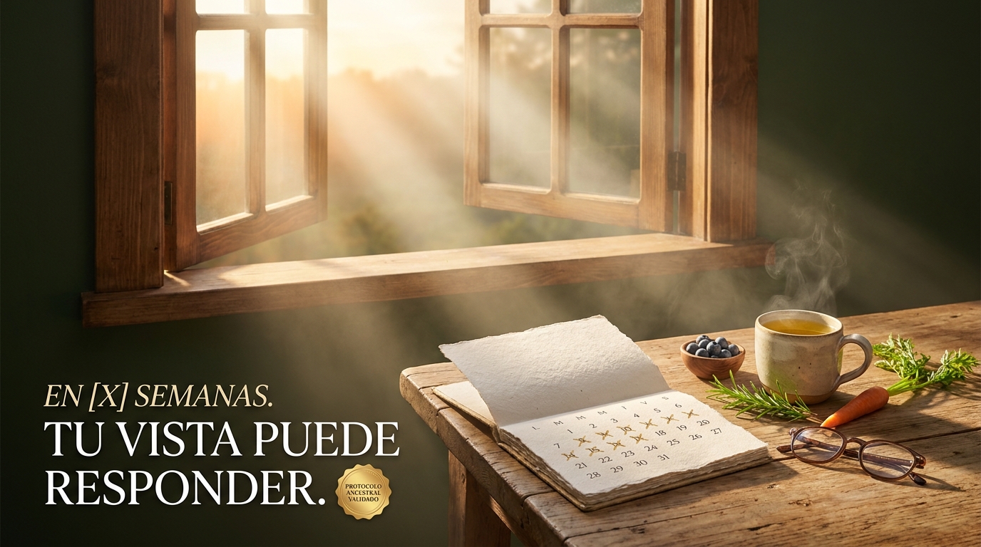 Calendario marcando las semanas de recuperación visual con infusión herbal ancestral