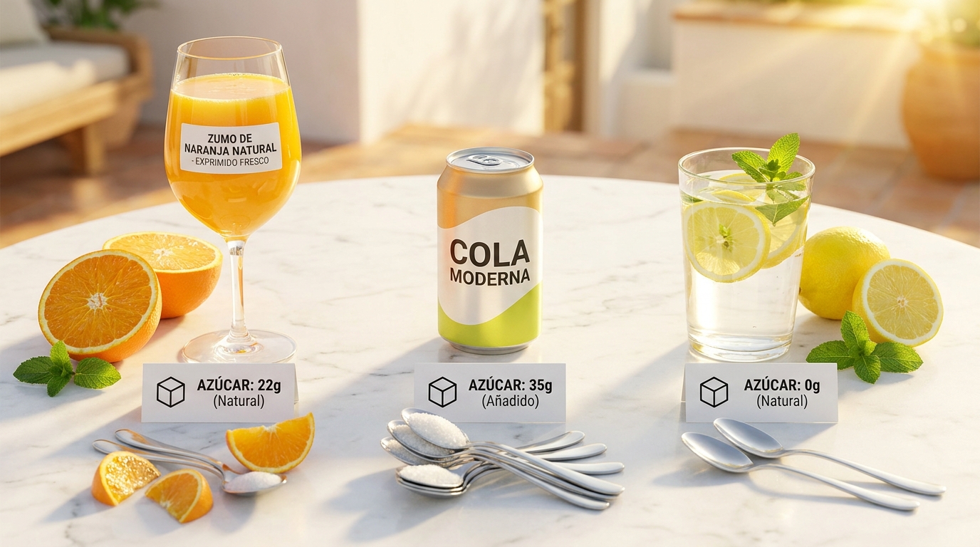 Comparativa de bebidas naturales jugos refrescos y agua