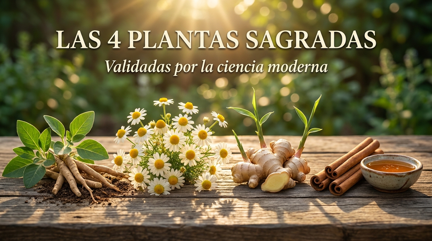 Las 4 plantas sagradas: ashwagandha, manzanilla, jengibre y canela