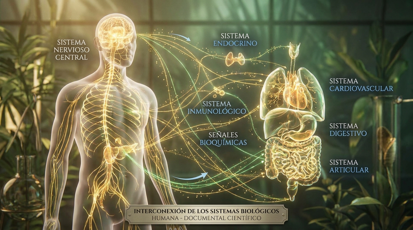 Sistema nervioso humano conectado con todos los órganos enviando señales